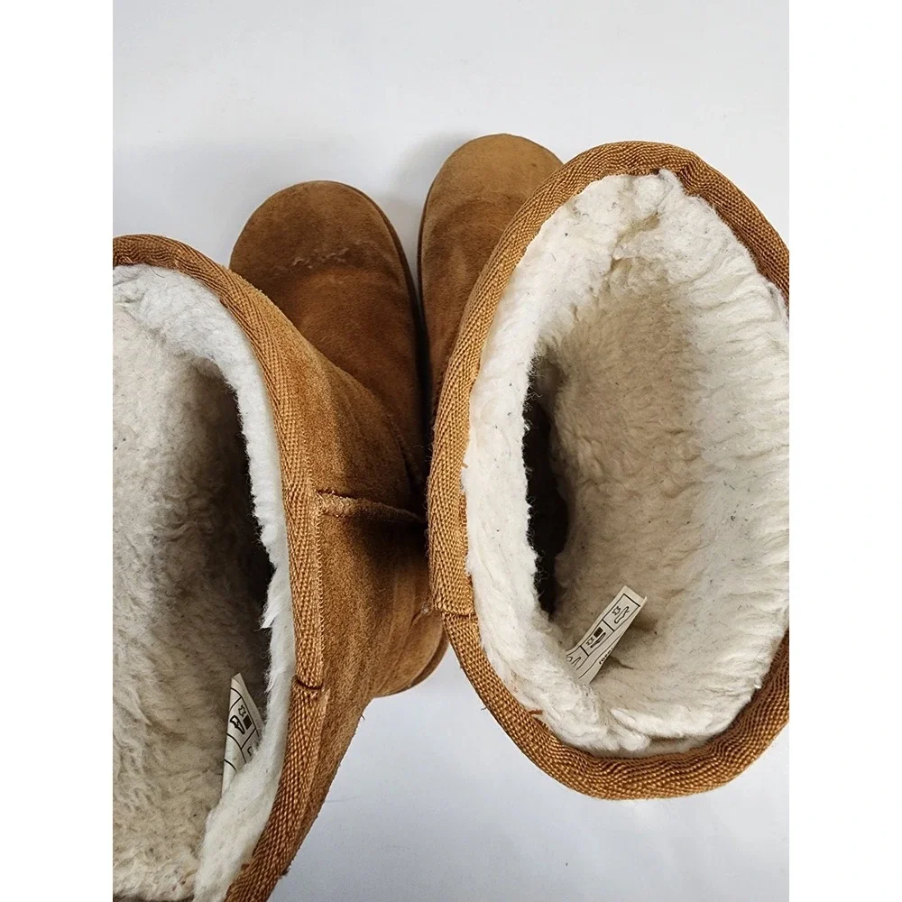 Koolaburra by‎ UGG Victoria Short Boots Women 9 Chestnut Suede Faux Fur Winter